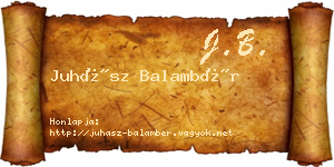 Juhász Balambér névjegykártya